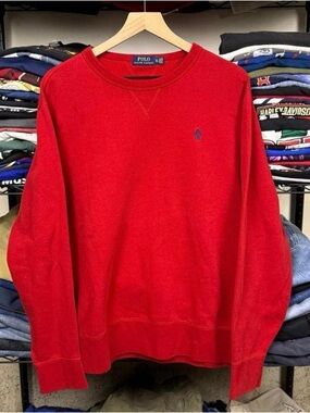 Polo by Ralph Lauren Red Crewneck Sweatshirt with Blue Pony